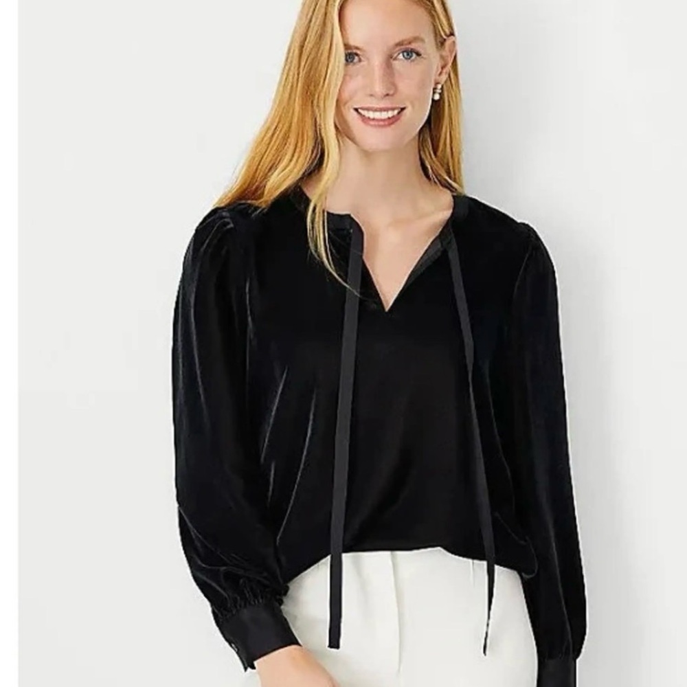 Ann Taylor Black Velvet Blouse‎